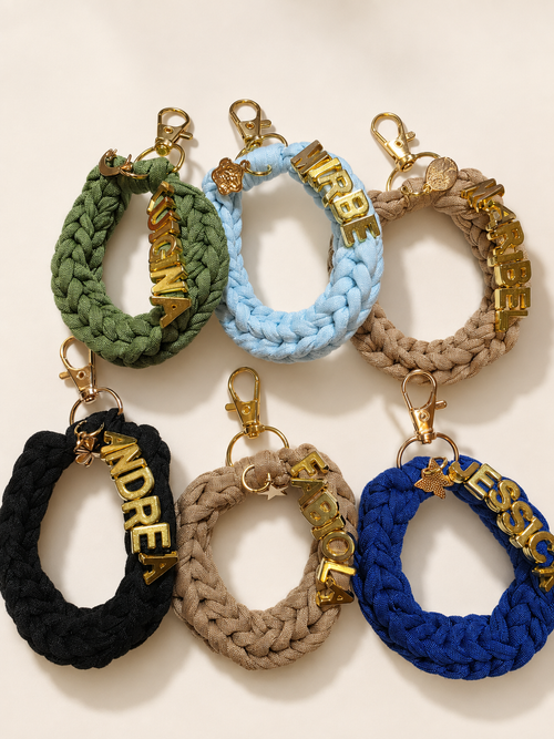 Handmade Braided Wristlet Keychain with Inspirational Word Charm